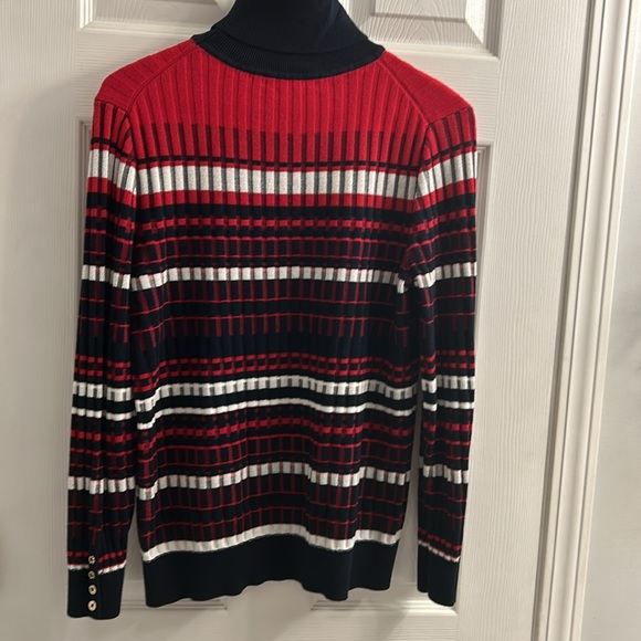 EUC TOMMY HILFIGER Richly Colored Striped Knit Turtleneck - SZ L - Picture 2 of 5